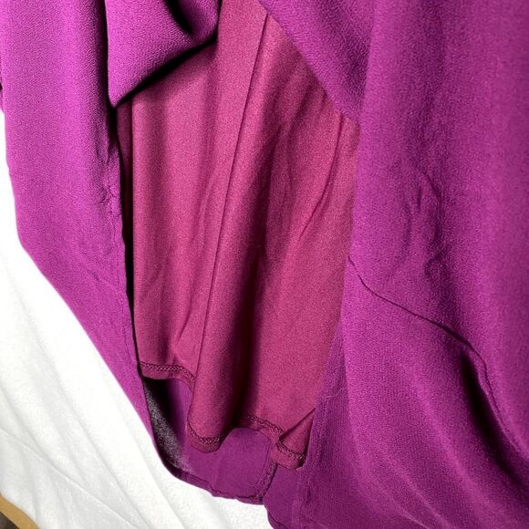 Old Navy Long Sleeve Pleated Mini Tunic Shift Dress Lined Purple Small Tie Neck - Picture 9 of 10